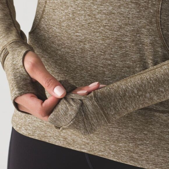 Lululemon Rush Hour 1/2 Zip Sweatshirt Women Size 10 Heathered Military Green - Picture 9 of 14